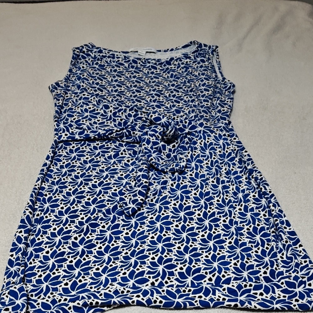 Diane Von Furstenberg Navy and White Patterned Mini Dress